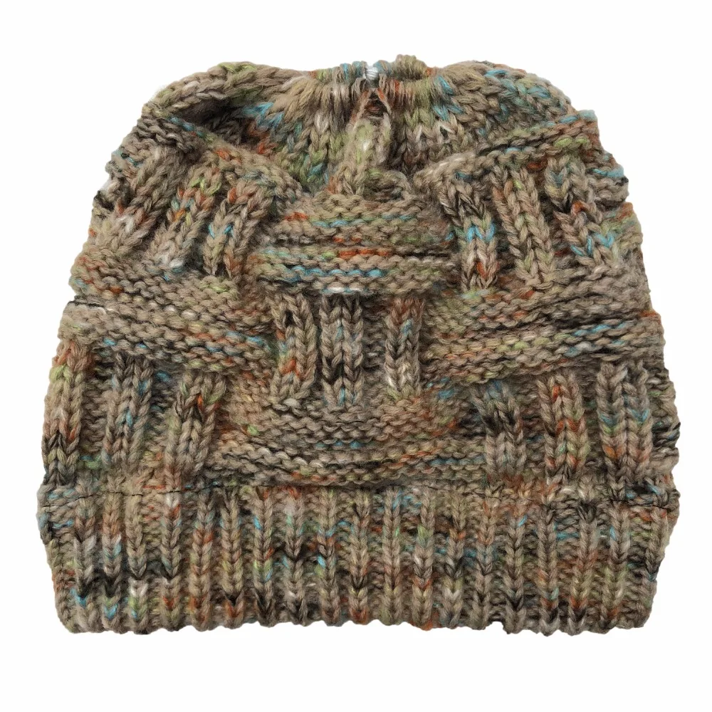 Fashion Ponytail Beanie Women Winter Hats Crochet Knitted Bamboo Ski Cap Skullies Beanies Warm Caps Female Stylish Hat Ladies