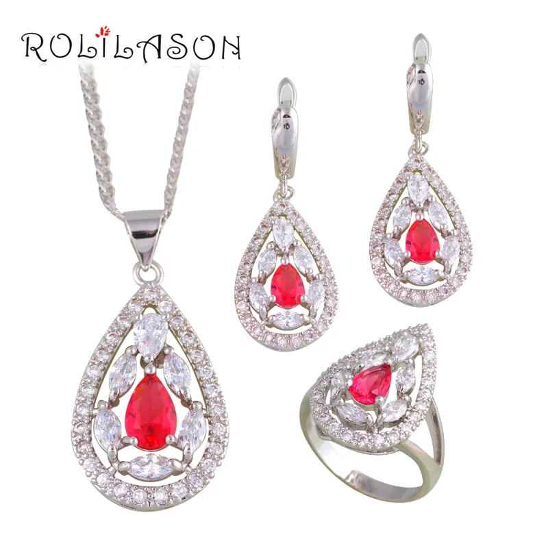 ROLILASON оптовая цена Romatic Синий Циркон серебряные штампованные Модные Ювелирные