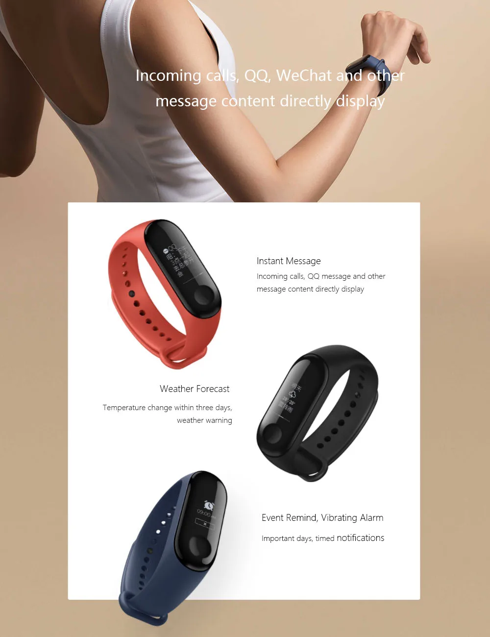 Xiaomi Mi Band 3 4 мгновенное сообщение фитнес-трекер для измерения сердечного ритма OLED сенсорный экран водонепроницаемый смарт-браслет