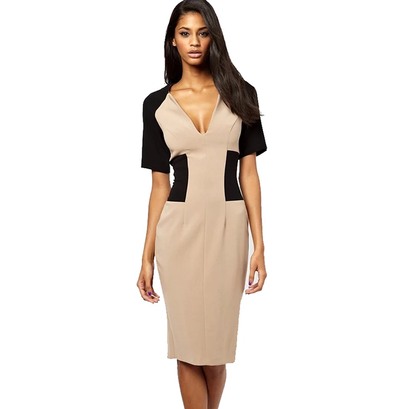 Новые Модные Элегантные Женские коктейльные платья до колена с v образным