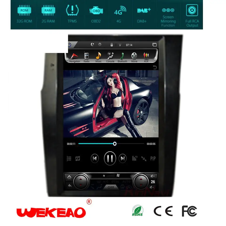 Wekeao 12 1 &quotСенсорный экран Авто Стерео автомагнитолы для Citroen C4 2012 2016 dvd плеер Тесла