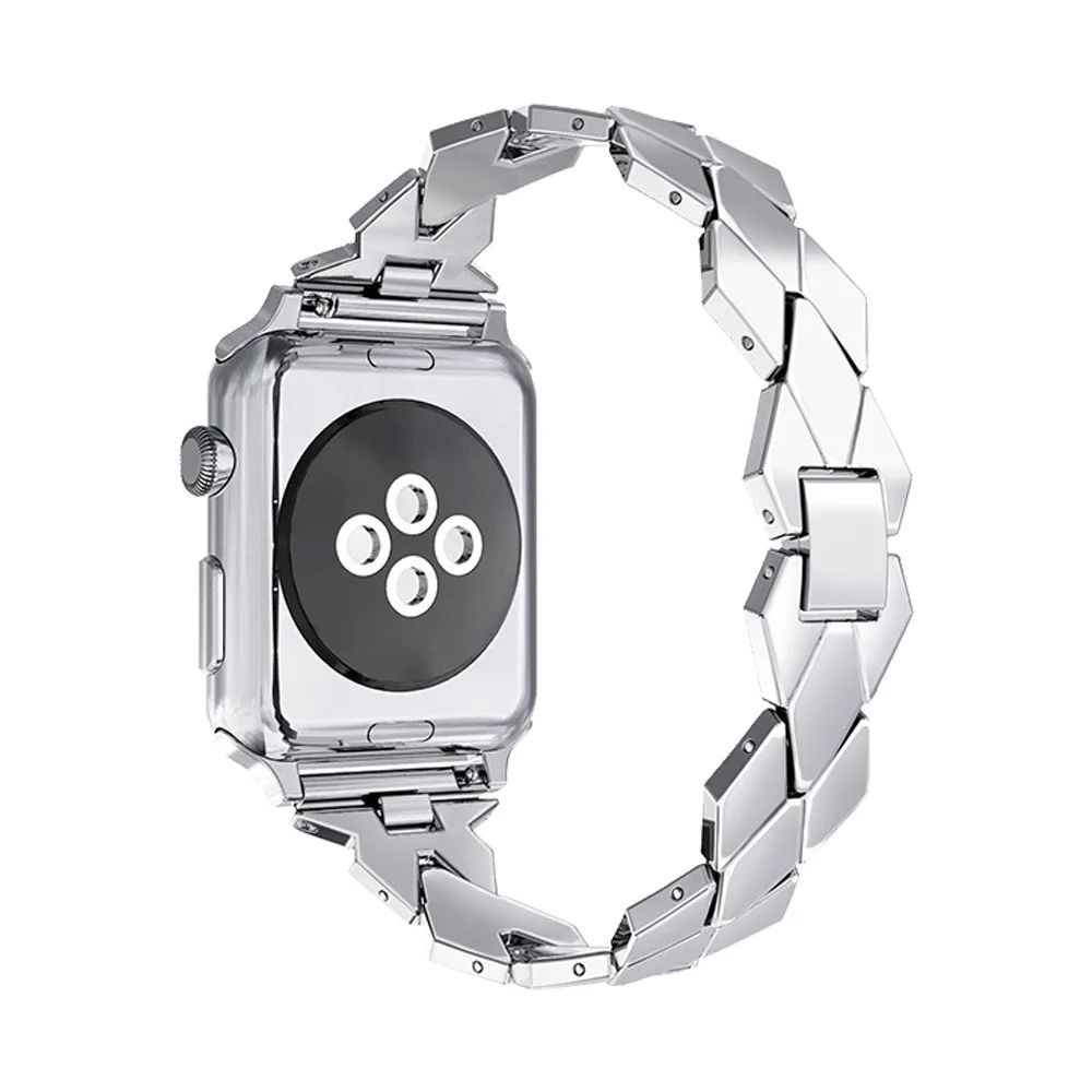 WoseaFit рифленая нержавеющая сталь Ремешок с узором для Apple Watch 38 мм 40 мм 42 мм 44 мм ремешок для серии 2 3 4 ремешок стальной браслет