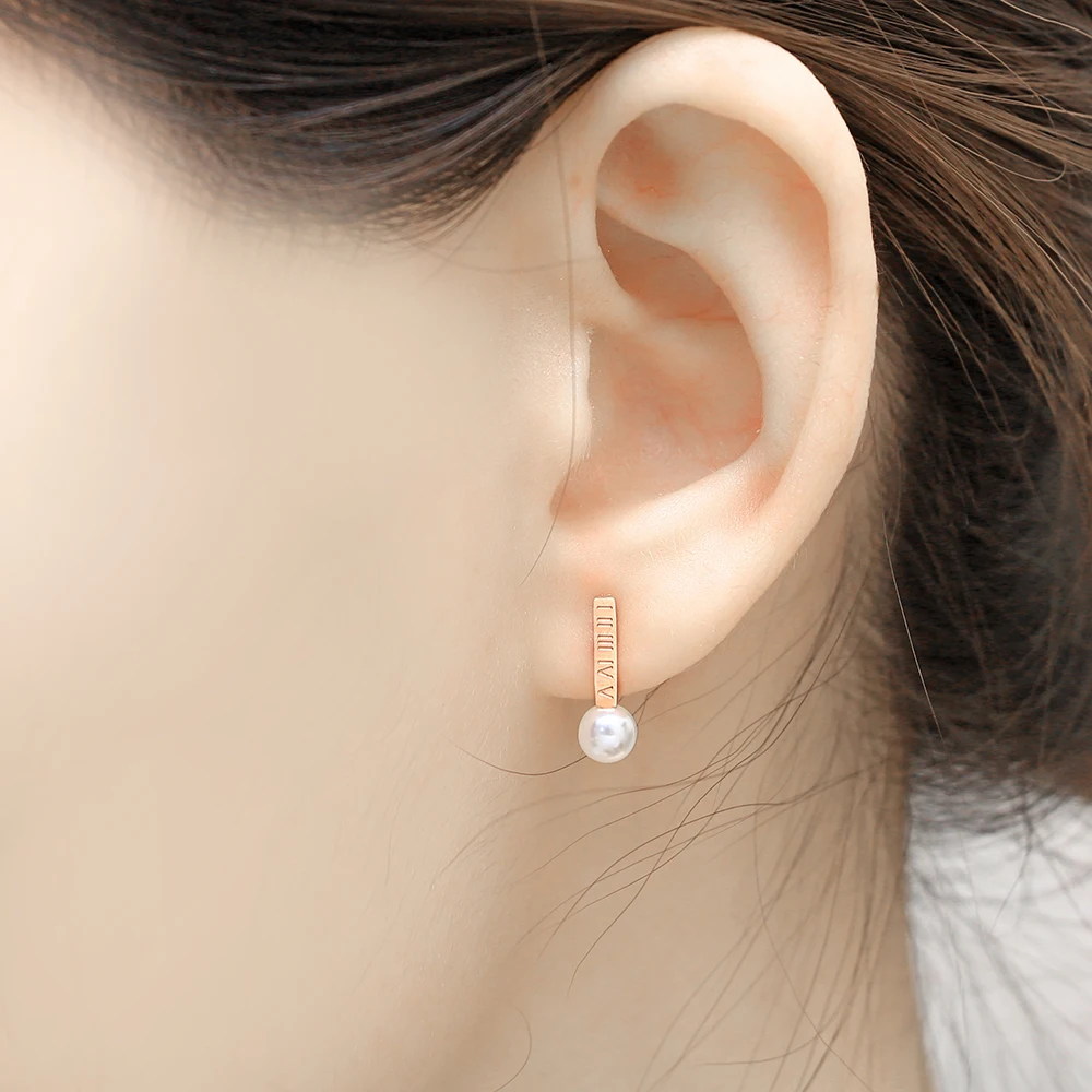 Stainless Steel Jewelry Woman Vogue 2019 Charm Rose Gold Pearl Earrings Fine Accessories Small Stud For Women |Серьги-гвоздики| |