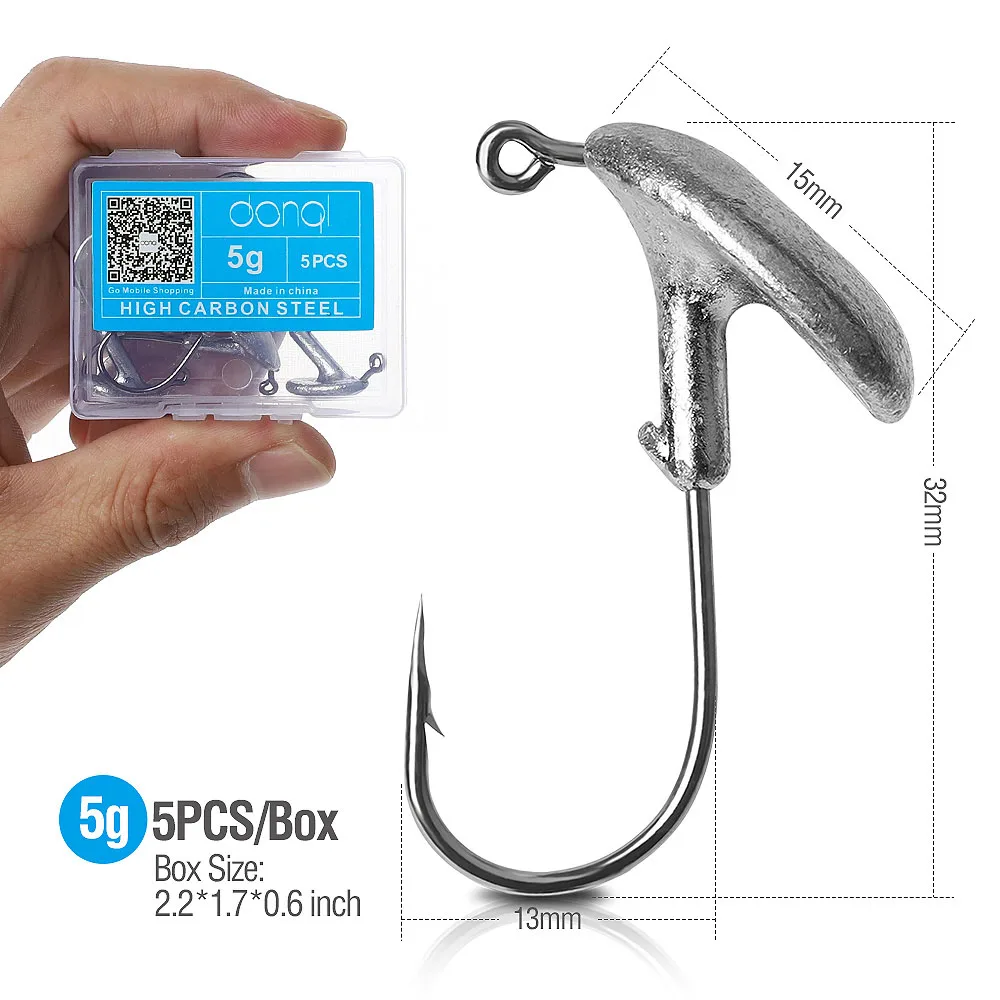5pcs 5g DONQL 5 шт./кор. стакан Lead Jig Head набор рыболовных крючков с бородкой и рыболовный крючок 3,5g 5g 7g 10g 14g для Мягкая приманка для карпа на рыбалку рыболовных крючков - Цвет: 5pcs 5g