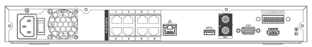 Сетевой видеорегистратор Dahua POE NVR NVR4208 8P 4KS2 8 каналов 1U 8PoE 4K и H.265