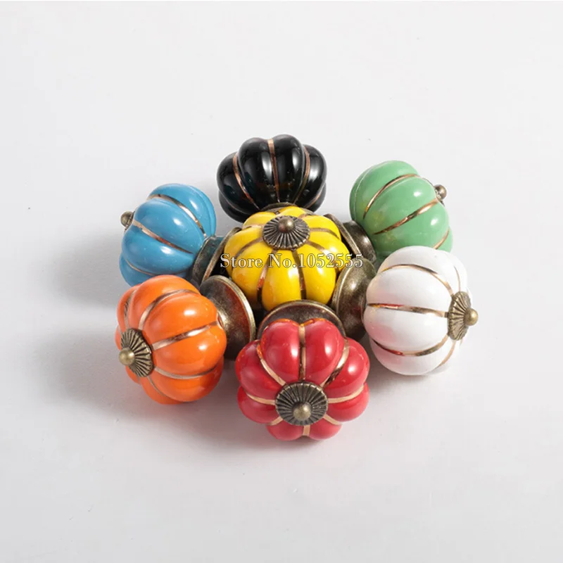 10 шт. в форме тыквы керамические дверные ручки шкаф ящик комод ручка креативные