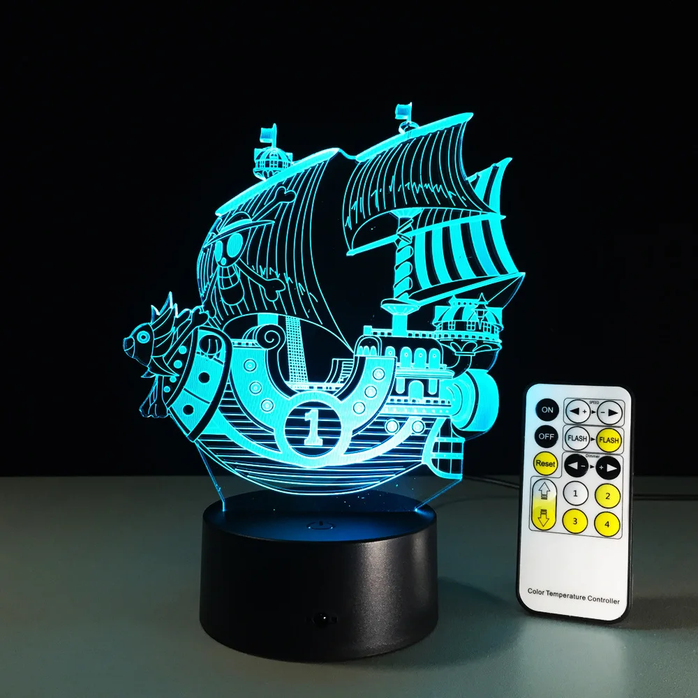 Модель корабля пирата светодиодный 3D ночник акриловый 7 цветов изменение цвета USB