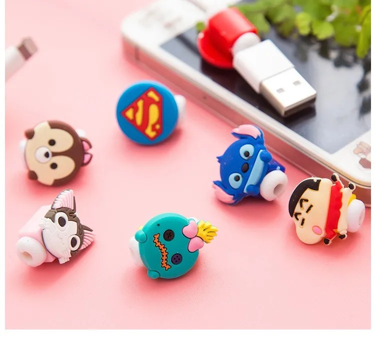 200 шт./лот USB кабель с мультяшным рисунком защита для наушников мобильного