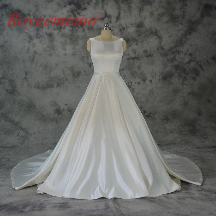 Vestido de Noiva атласное свадебное платье с карманом классическое свадебное платье на заказ Заводская цена