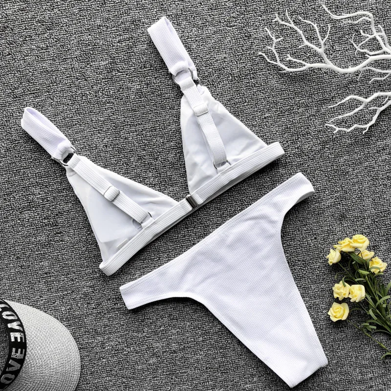 Misswim неоновое бикини, сексуальный купальник с высоким вырезом, женский купальник с пуш-ап, Женский ребристый купальник, треугольный бикини, комплект, пляжная одежда