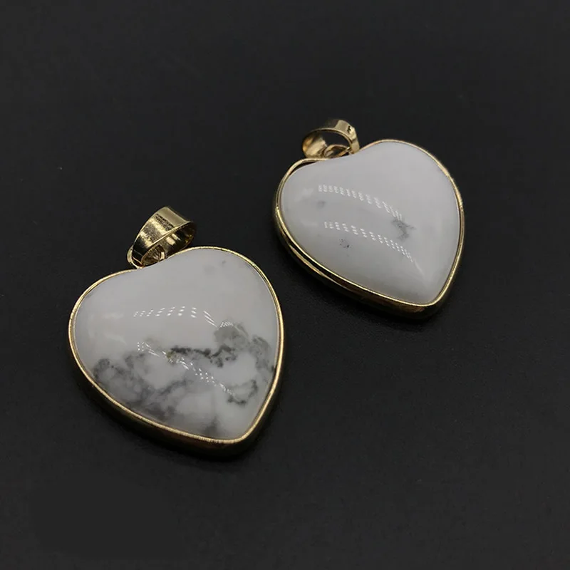 1pc white turquoise Лидер продаж камень 1 предмет Кулоны в форме сердца натуральным аметисты Агаты опал бирюза Малахит Кварцевый камень кулон для женщин - Окраска металла: 1pc white turquoise