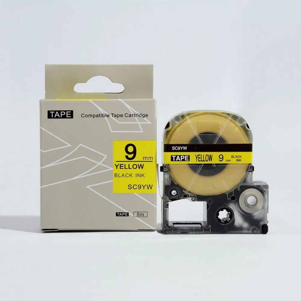 

10 pcs tape 9mm SC9YW for KINGJIM labelworks SC9YW compatible for LW-300 LW-400 labelling maker label tapes