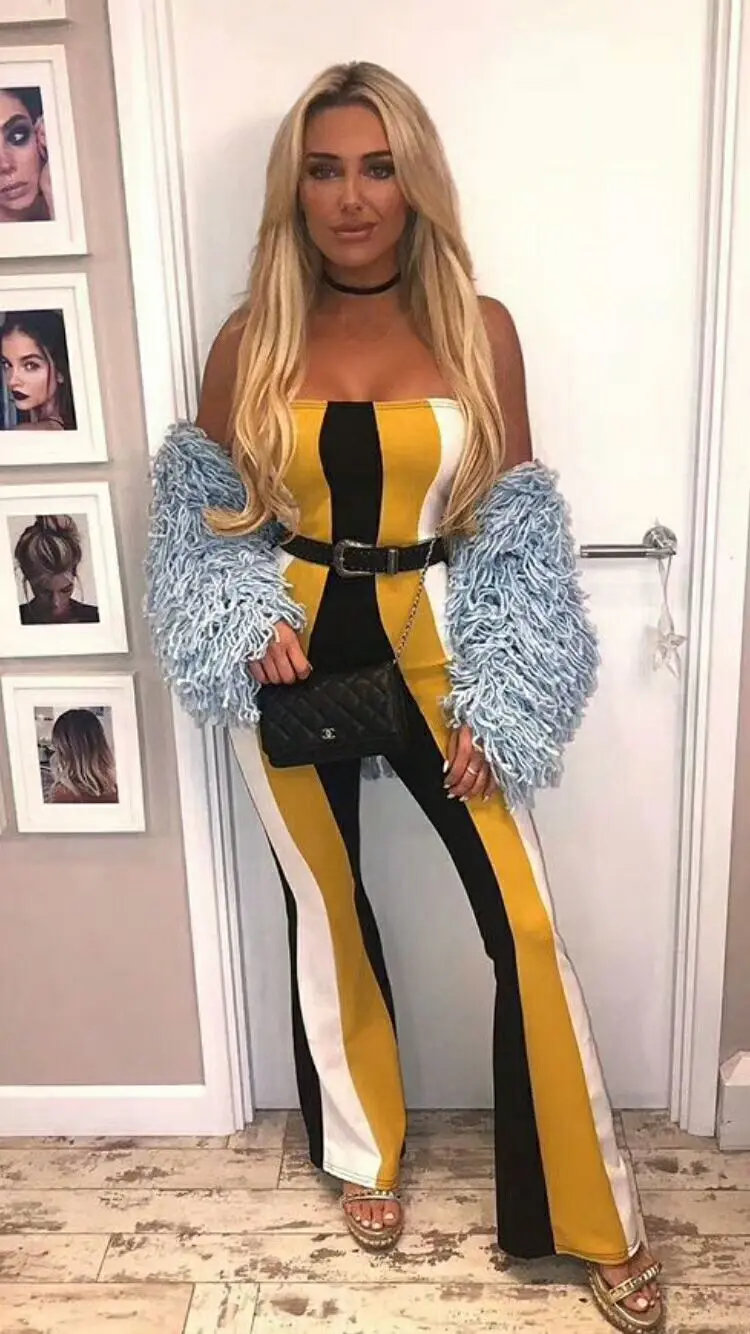 

2019 New Bandage Jumpsuits Women Sexy Strapless Boot Cut Rompers Bodycon Summer Club Party Long Trousers Bodysuits F-111