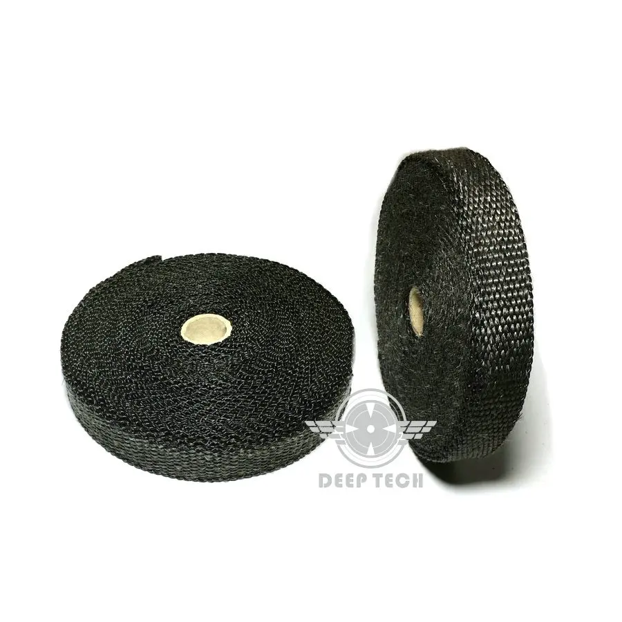 Черная обертка для выхлопных газов 15 м/50 футов x 1 дюйм|exhaust heat shield|exhaust heatpipe wrap |
