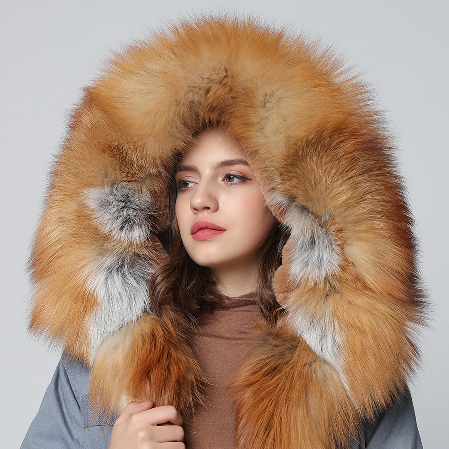 OFTBUY/2021 пальто с натуральным мехом зимняя куртка для женщин длинная парка лисьим