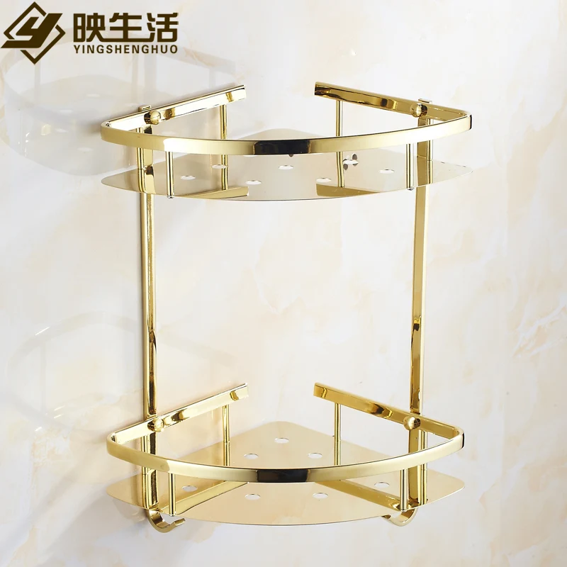 

Antique Style Stainless Steel 304 Multifunctional Sturdy Corner Bathroom Shelf Modern Wall Shelf Bathroom Rack Accessories Hd10