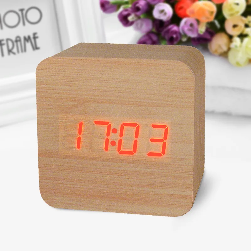 Wooden Led Digital Alarm Clock Voice Activated Date And Time Temperature Alternate Display Beautiful Home Decoration Products | Дом и сад