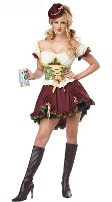 High Quality Women German Bavarian Beer Girl Oktoberfest Costume Halloween Fantasias Fancy Dress | Тематическая одежда и