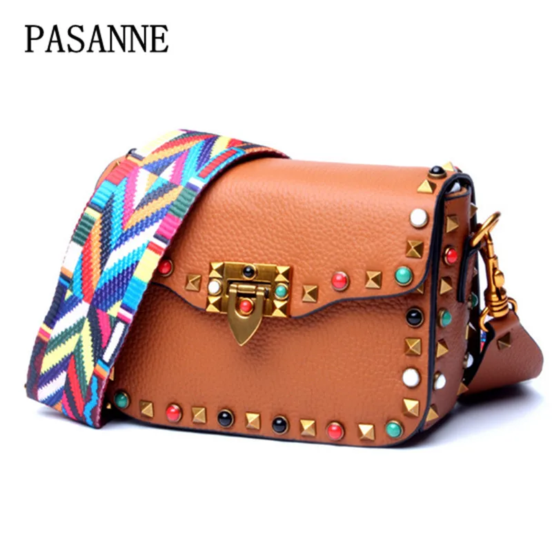 Новинка 2017 женская сумка сумки через плечо натуральная кожа PASANNE Fashion Revit Женская