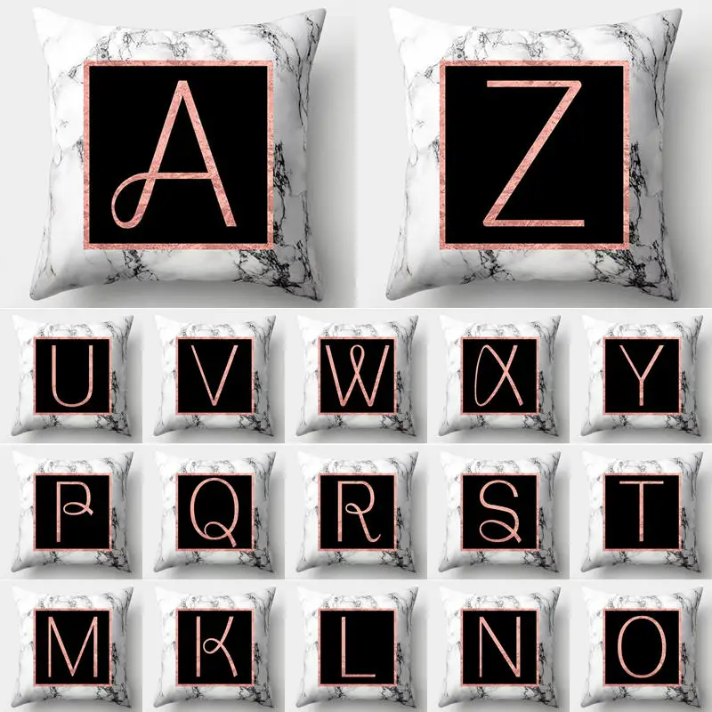 

Marble Alphabet Letter Pillow Case Polyester Cushion Cover Decoration Home Sofa Decorative Pillowcase Decor for Home 40554