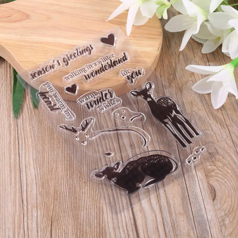 Олень Силиконовые DIY прозрачные штампы Скрапбукинг для фотоальбома бумажные