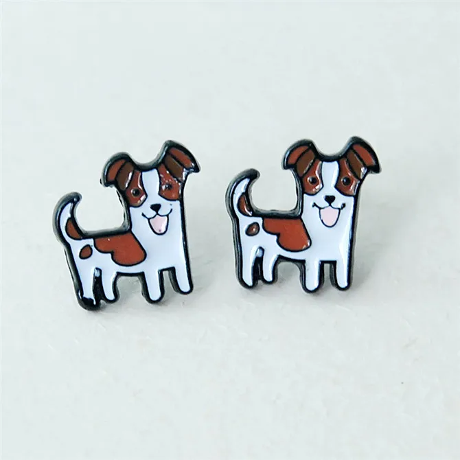 see chart 1 шт. Kawaii Dogs Huskie Мода Аниме Сережка с героями мультфильмов милые серьги-гвоздики с животными для женщин девочек Дети Ювелирные изделия Рождество подарок - Окраска металла: see chart