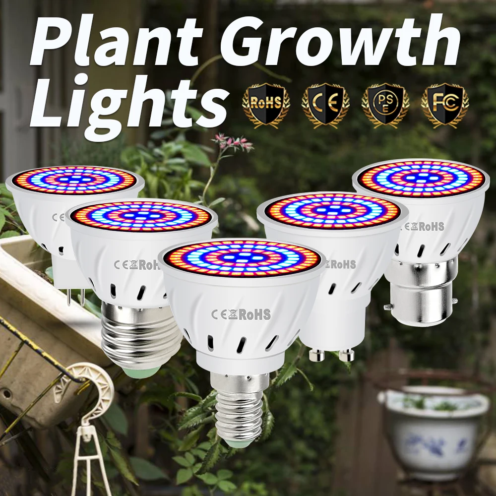 

Светодиодная комнатная лампа B22 E27 220 В E14 для выращивания растений, фито-лампа для цветов, саженцев, 4 Вт 6 Вт 8 Вт GU10, лампа-тент для выращивания...