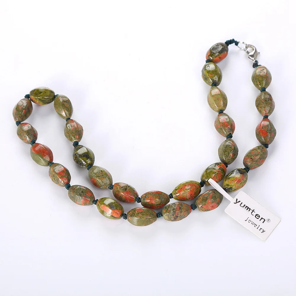 Yumten Unakite Necklaces Femme Short Sautoir Crystal Stone Jewelry Trendy Women Beaded Chains Anniversary Juwelen Geometric Rope | Украшения