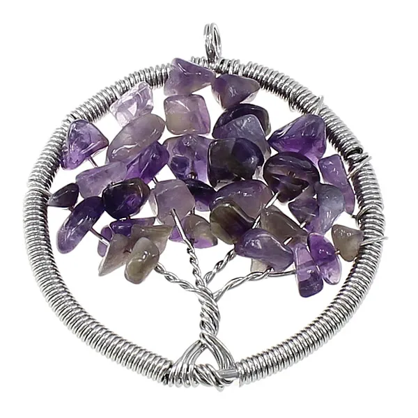 Натуральный кристалл Lucky подвеска с деревом жизни полудрагоценный камень