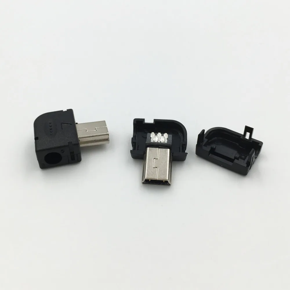 10 шт. DIY USB 2,0 Mini 5 Pin Мужской Тип B сварочный разъем 3 в 1 90 градусов правый угловой адаптер для OD 4,0 мм провода кабель
