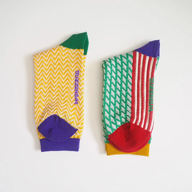 Носки женские хлопковые в клетку оригинальный дизайн игривые комбинации