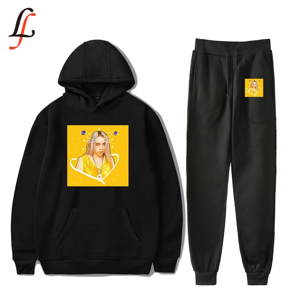 Billie Eilish американская певица новая толстовка с капюшоном с принтом черная толстовка с длинными рукавами модная зимняя толстовка с капюшоном костюм