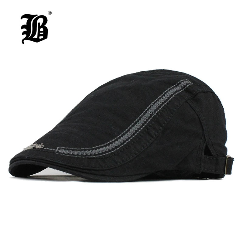 

[FLB] Cotton Berets Caps For Men Casual Peaked Caps letter embroidery Berets Hats Casquette Cap New Autumn Fitted Visors F506