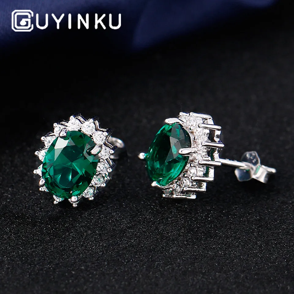 Женские классические серьги гвоздики GUYINKU Настоящее серебро 925 пробы подарок на