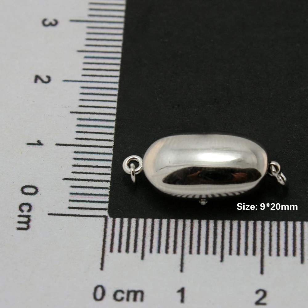High Quality Genuine 925 Sterling Silver Ingots Buckle Round Clasp 9*20mm 1pcs Jewelry Finding for DIY Fashion Bracelet Necklace | Украшения