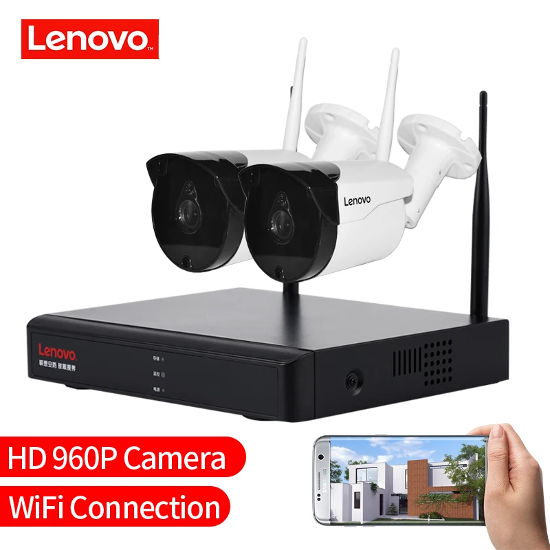 LENOVO 2CH массив HD беспроводная камера безопасности Система DVR комплект 960P WiFi