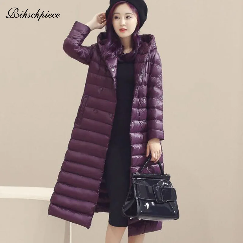 Женский ультралегкий пухвик на утином пуху Rihschpiece черная длинная куртка с