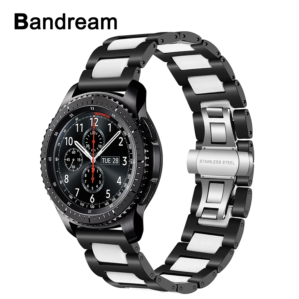 Ремешок из керамики и нержавеющей стали для Samsung Gear S3 Classic Frontier Amazfit 1 2 2S