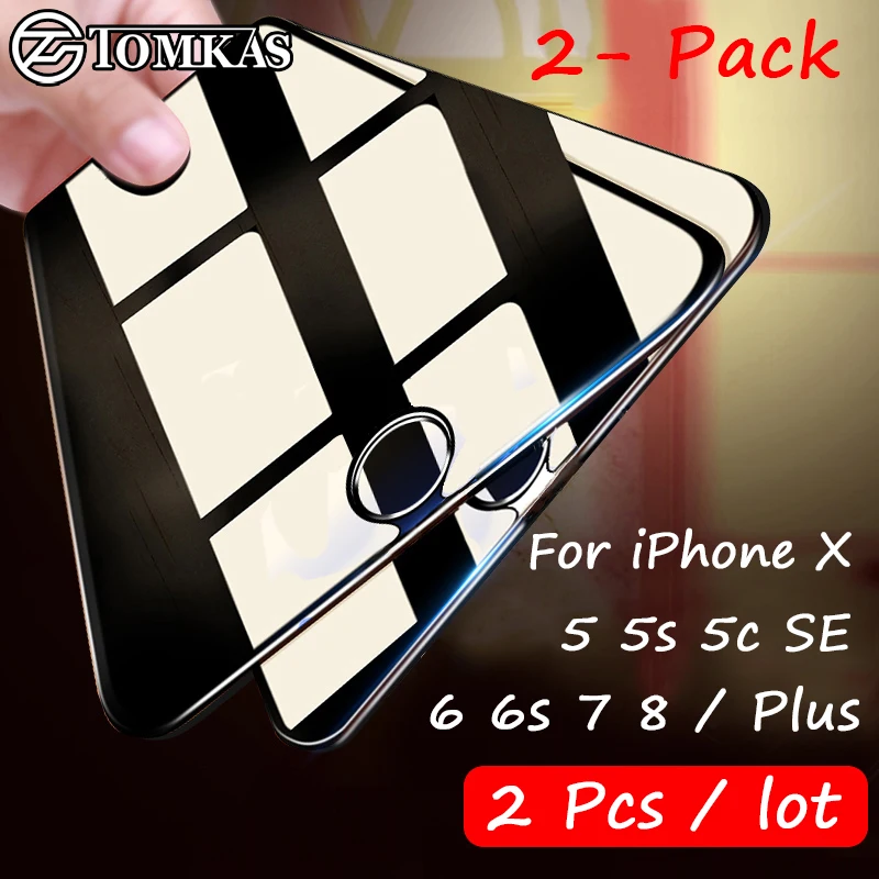 2 шт./лот Защитная пленка для экрана iPhone X 5 5S 5C SE 6 6s 7 8 стеклянная ультратонкая