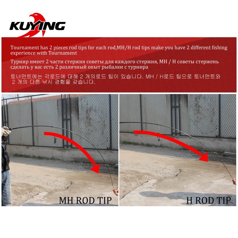 KUYING 2 1 м турнир приманка рыболовной удочки двойные советы MH H для защиты от