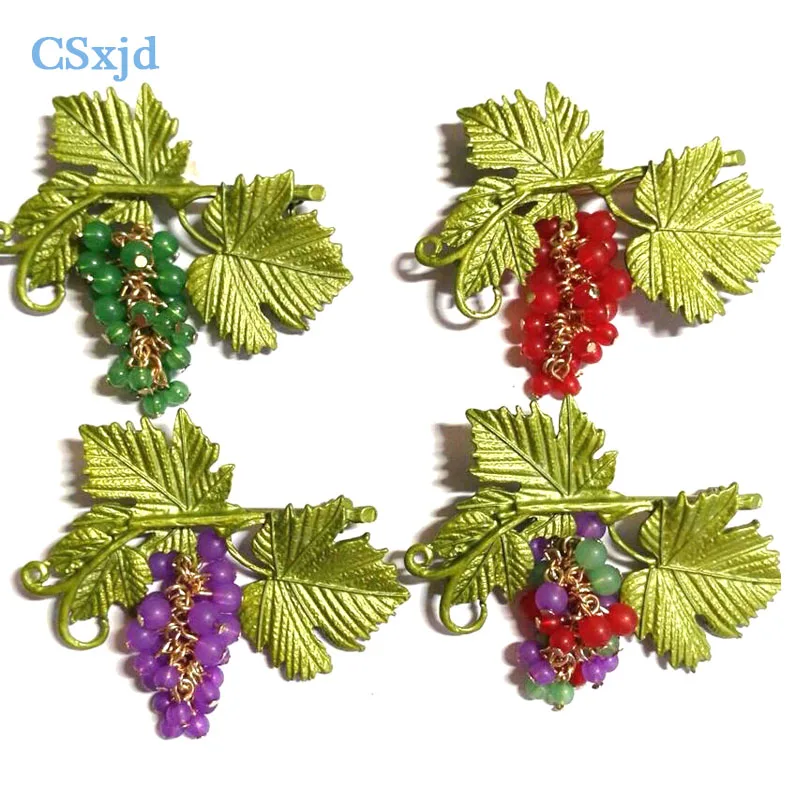 CSxjd Vintage Brooch Acrylic purple grape green leaf branches colorful brooches ladies pins | Украшения и аксессуары