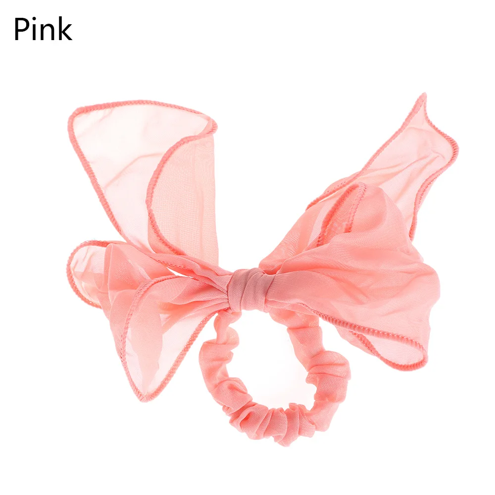 pink hair rope Шифоновые шелковые резинки для волос с цветочным принтом и бантом для женщин, заколка для волос с жемчугом и конским хвостом, аксессуары для волос разных цветов - Цвет: pink hair rope