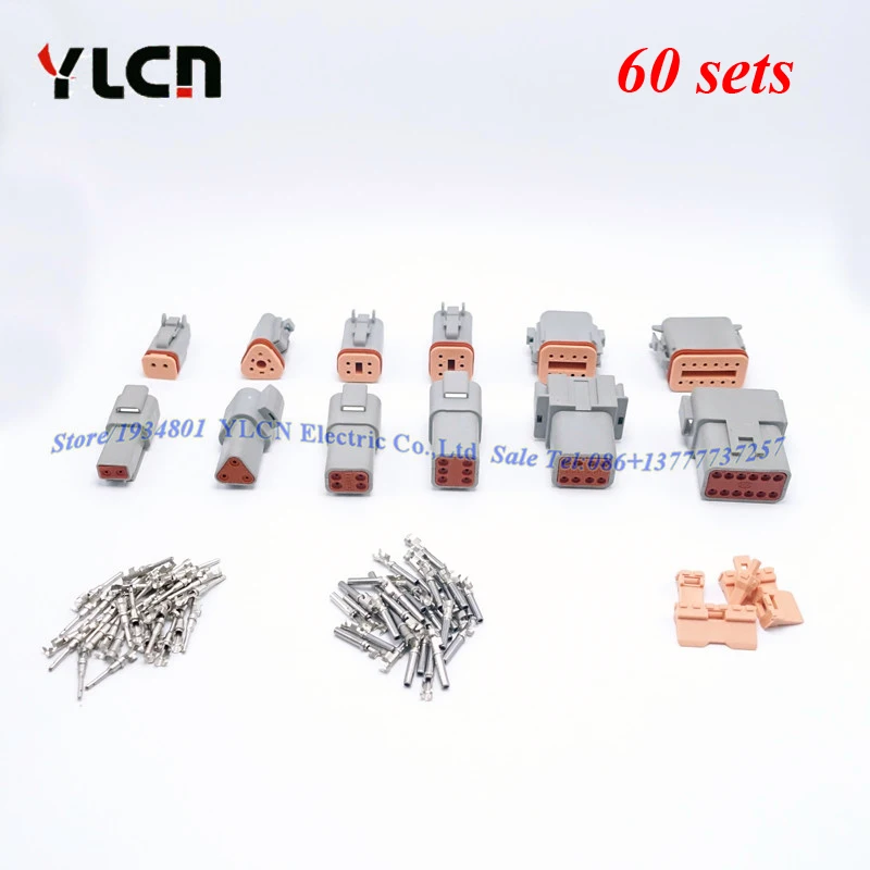 

60 sets 6 models DT06/DT04 2/3/4/6/8/12 Pin Engine/Gearbox waterproof electrical connector for car,bus,motor,truck