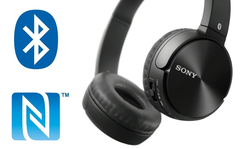 Беспроводная стереогарнитура SONY MDR-ZX330BT Bluetooth, черная с микрофоном NFC