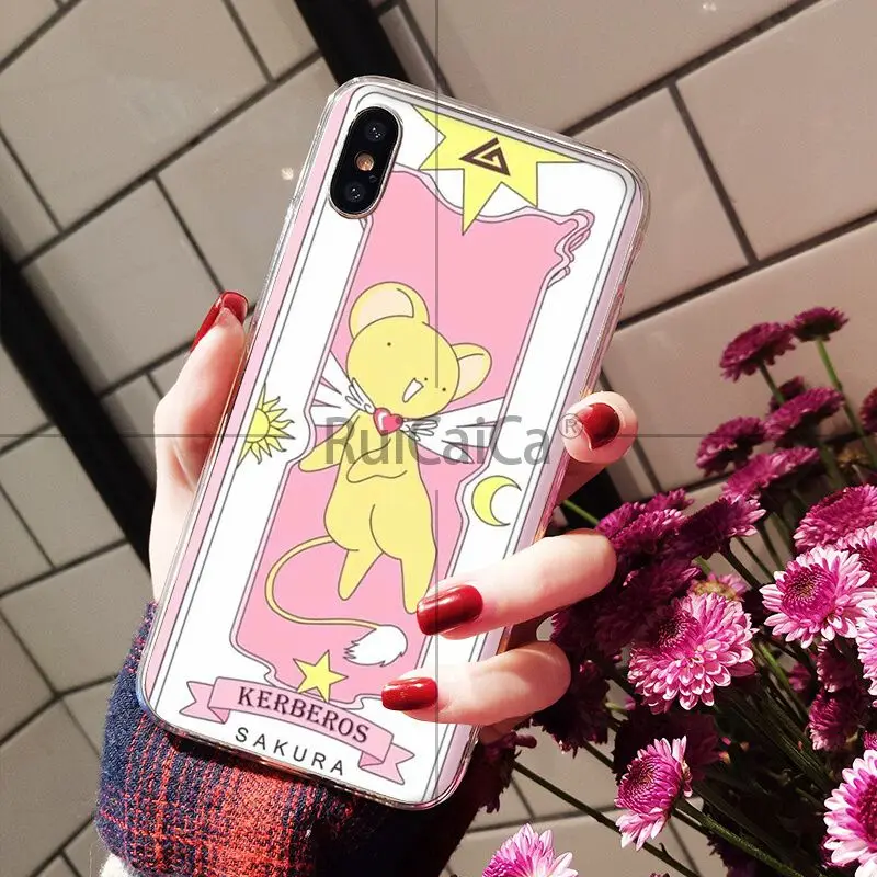 Силиконовый прозрачный чехол для телефона Ruicaica Magic Card Girl Sakura Apple iPhone 8 7 6 6S Plus X XS MAX 5