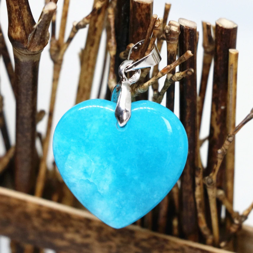 Оптовая цена 2 шт. Женские любящее сердце кулон синий нефриты халцедон Камень