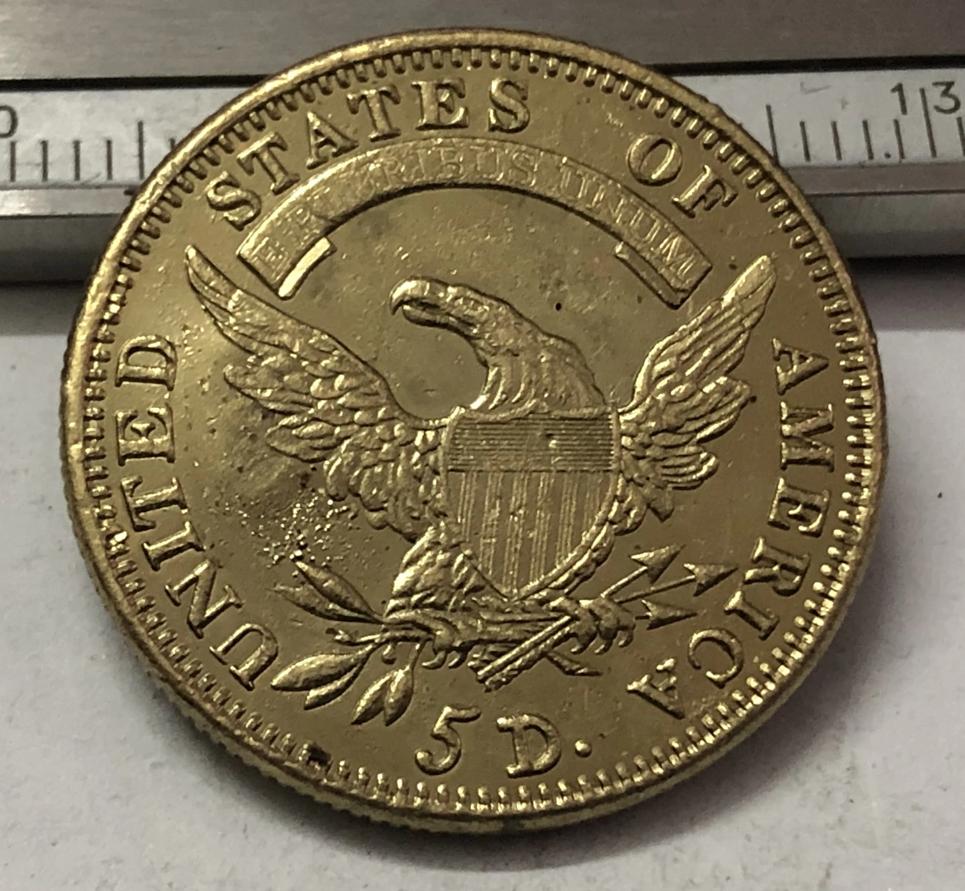 

1826 US Capped Bust $5 Gold Plated dollar Exact Copy