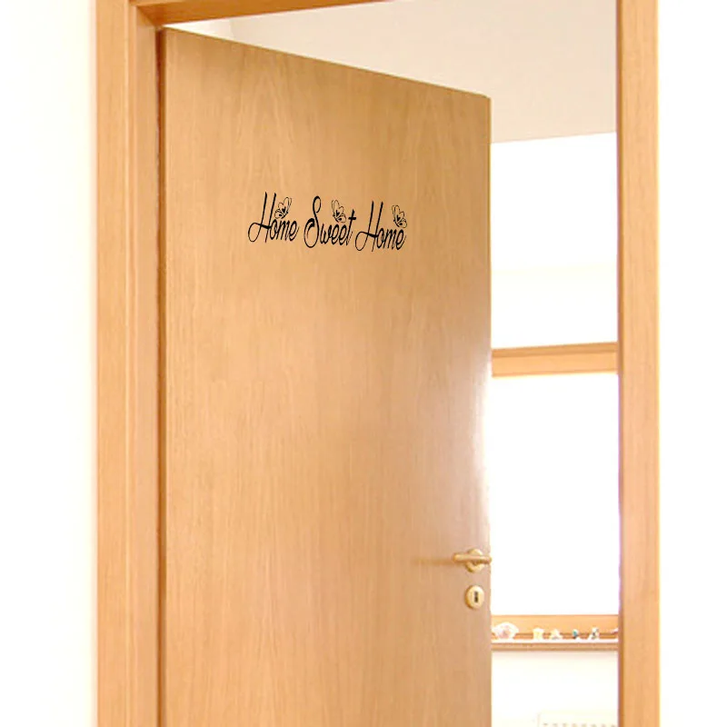 

YOJA 25*8.3CM Classic Home Sweet Home Door Decoration Decal Wall Sticker Black Butterfly A40282