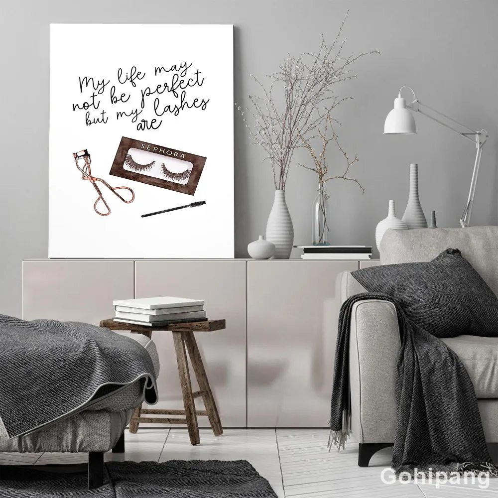 Современные настенные художественные ресницы с цитатой постер пачка холст