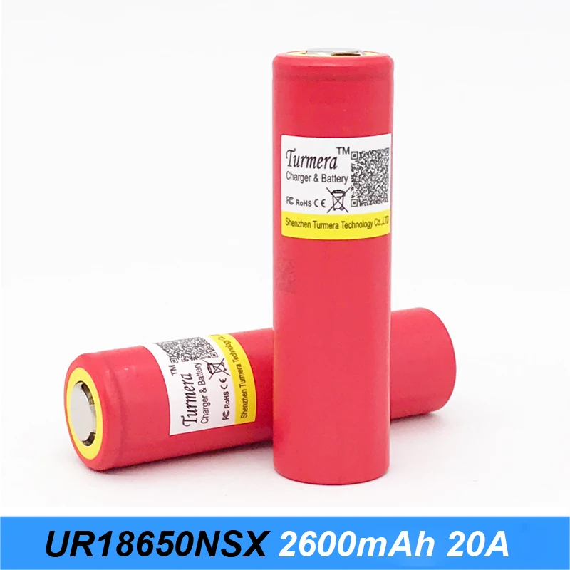 Аккумулятор Turmera для Sanyo UR18650NSX 2600 мАч 20A 3,7 в